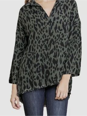 NWOT Umgee Animal Print Frayed Hem Tunic XL NEVER WORN